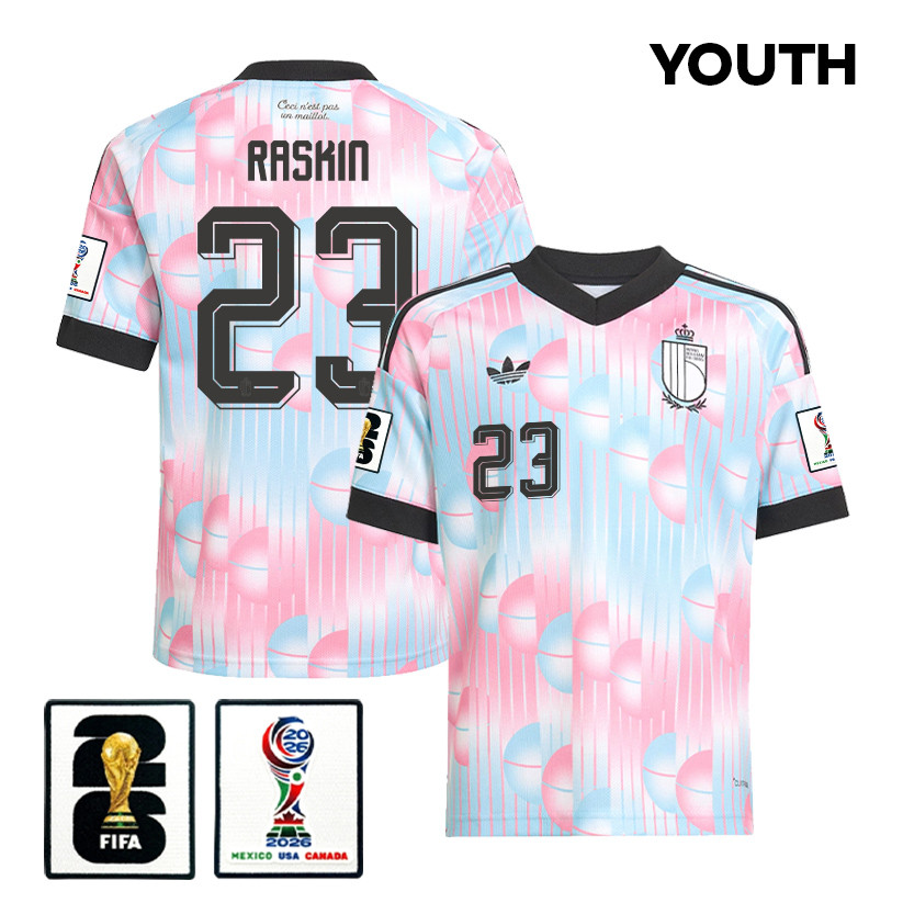 Nicolas Raskin 23 Youth Belgium National Team 2026 Away Jersey – Light Blue – Jersey Teams