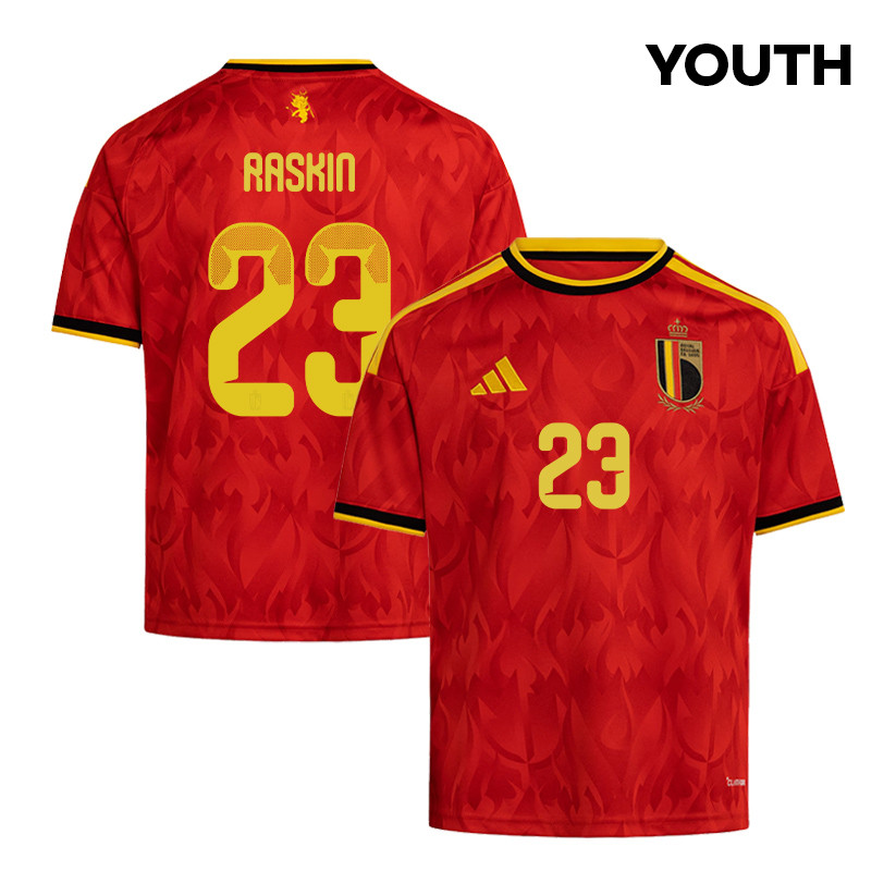 Nicolas Raskin 23 Youth Belgium National Team 2026 Home Jersey - Red - Jersey Teams
