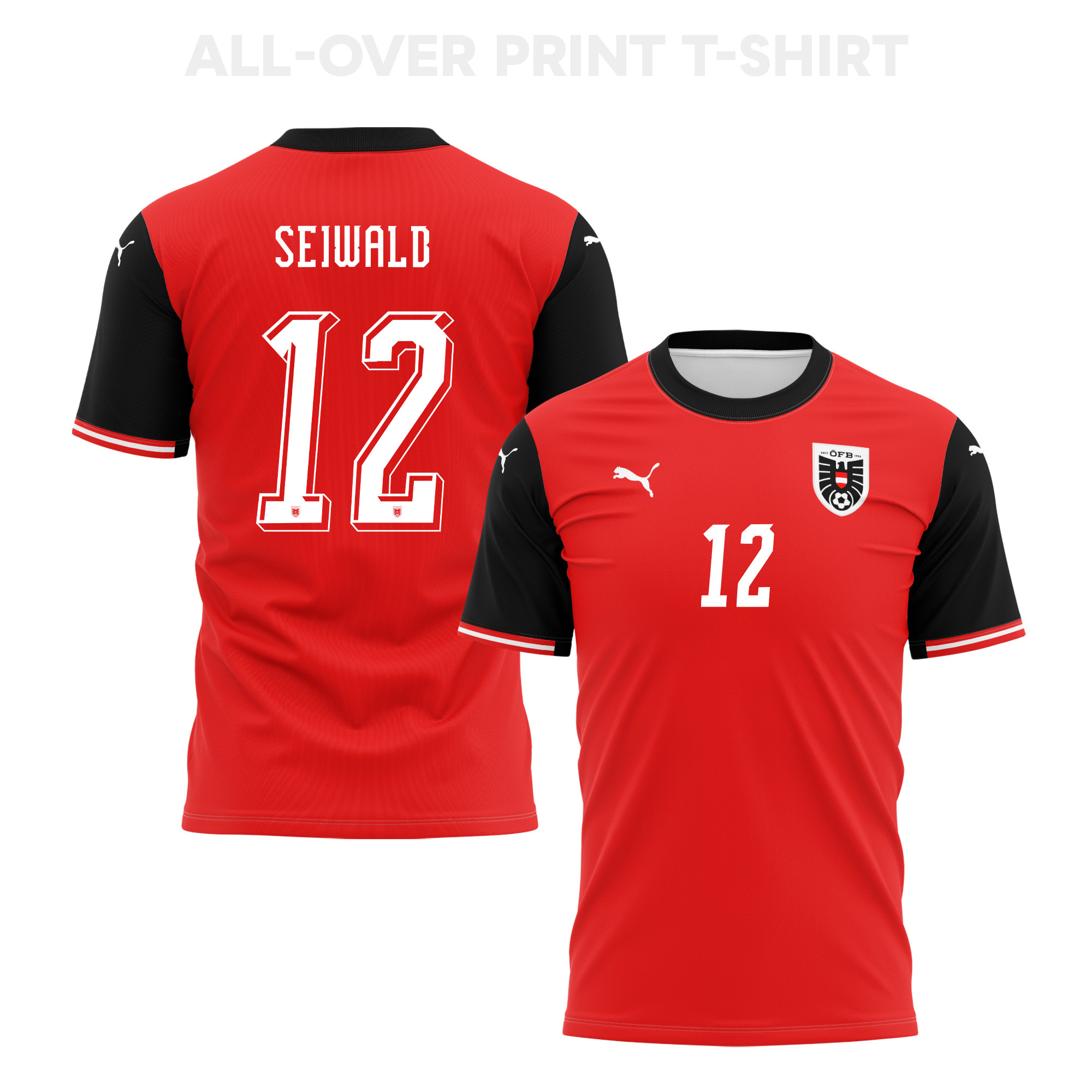 Nicolas Seiwald 12 Austria 2026 Home 3D T-Shirt Fully Printed – Unisex, Red - Jersey Teams