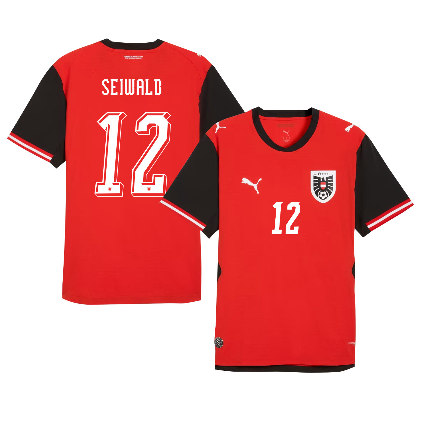Nicolas Seiwald 12 Youth Austria National Team 2026 Home Jersey - Red - Jersey Teams