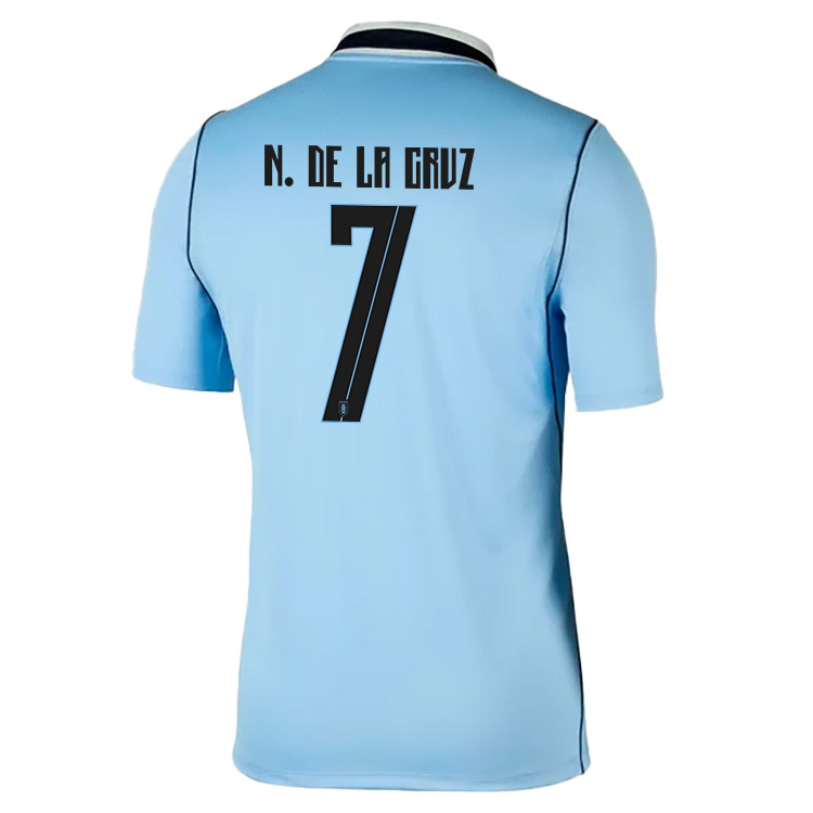 Nicolás de la Cruz 7 Uruguay National Team 2026 x World Cup Patch Home Jersey - Blue, Men - Jersey Teams