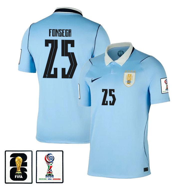Nicolás Fonseca 25 Uruguay National Team 2026 x World Cup Patch Home Jersey - Blue, Men - Jersey Teams