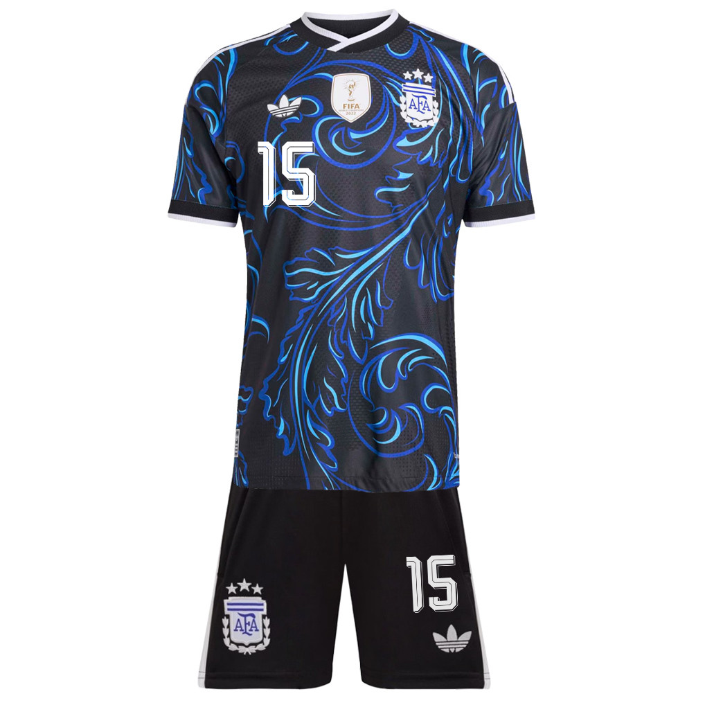 Nicolás González 15 Argentina 2026 Away Men Jersey & Shorts Set – Black - Jersey Teams