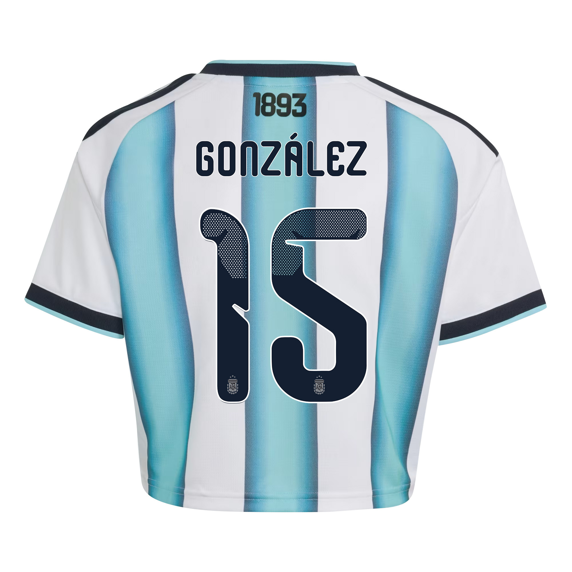 Nicolás González 15 Argentina 2026 Home Women’s Cropped Jersey - White - Jersey Teams