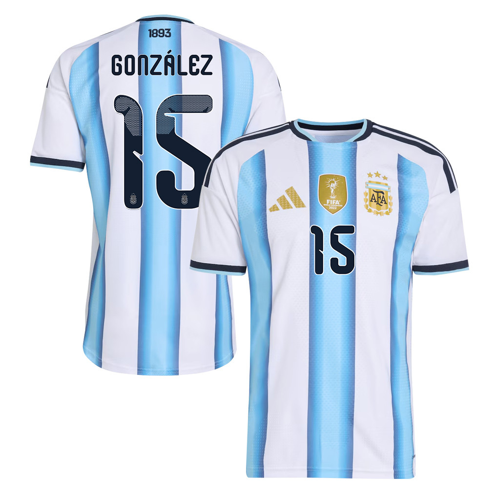 Nicolás González 15 Argentina National Team 2026 Home Jersey - White, Men - Jersey Teams