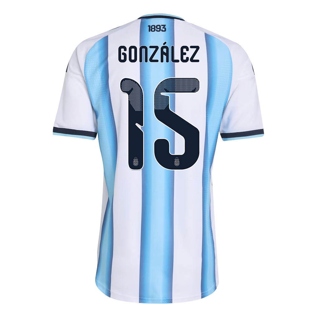 Nicolás González 15 Argentina National Team 2026 Home Jersey - White, Men - Jersey Teams