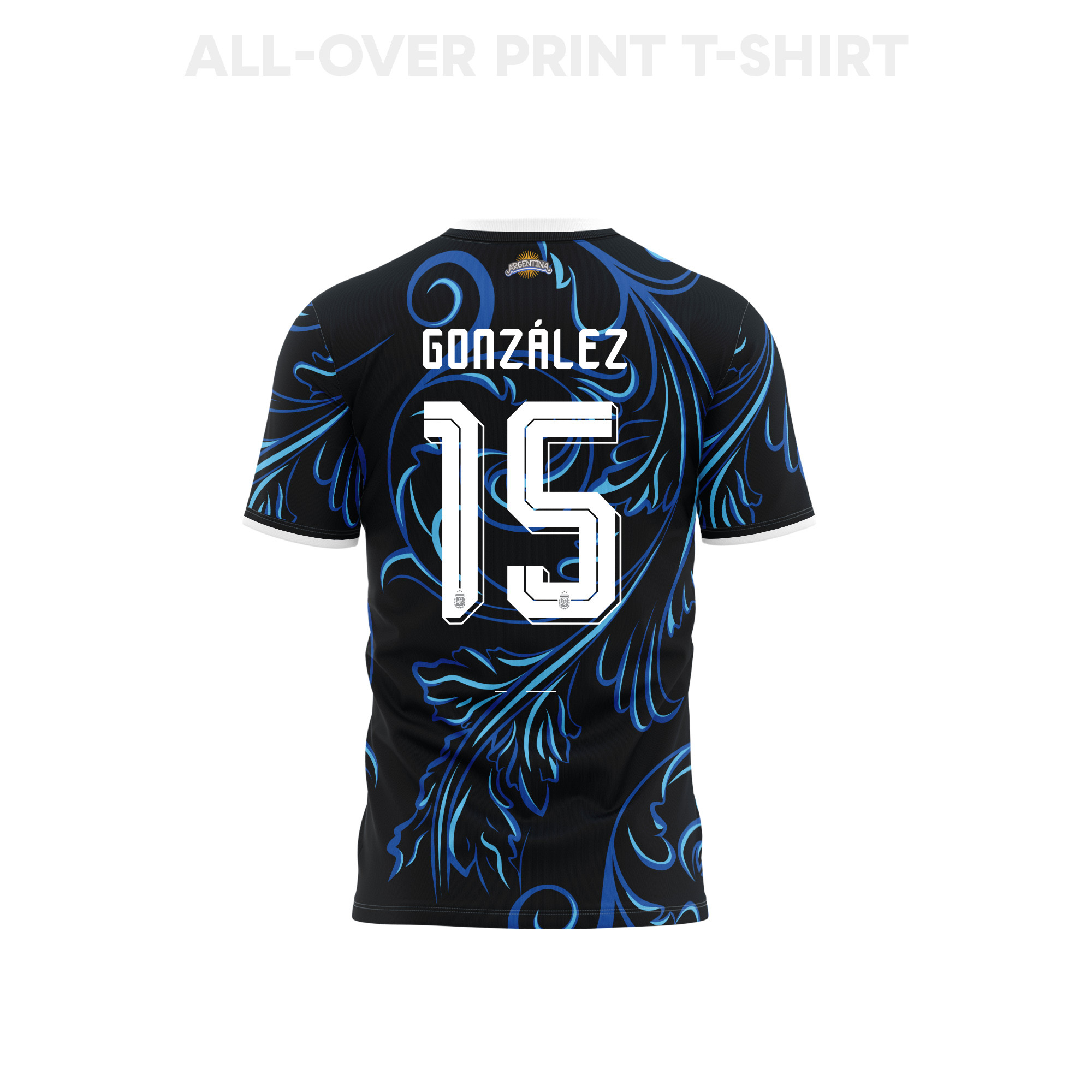 Nicolás González 15 Youth Argentina 2026 Away 3D T-shirt Fully Printed – Black - Jersey Teams
