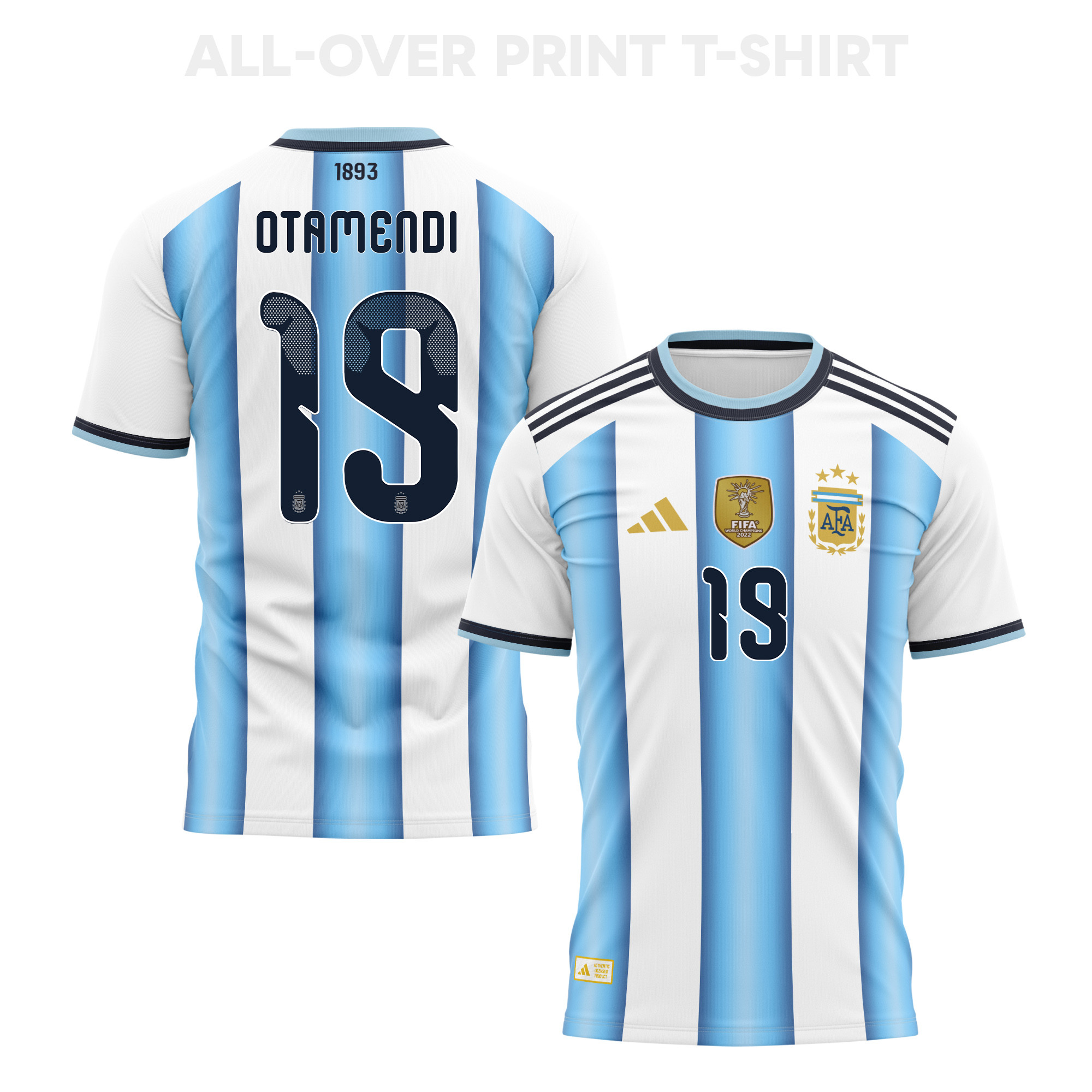 Nicolás Otamendi 19 Argentina 2026 Home 3D T-Shirt Fully Printed – Unisex, White - Jersey Teams