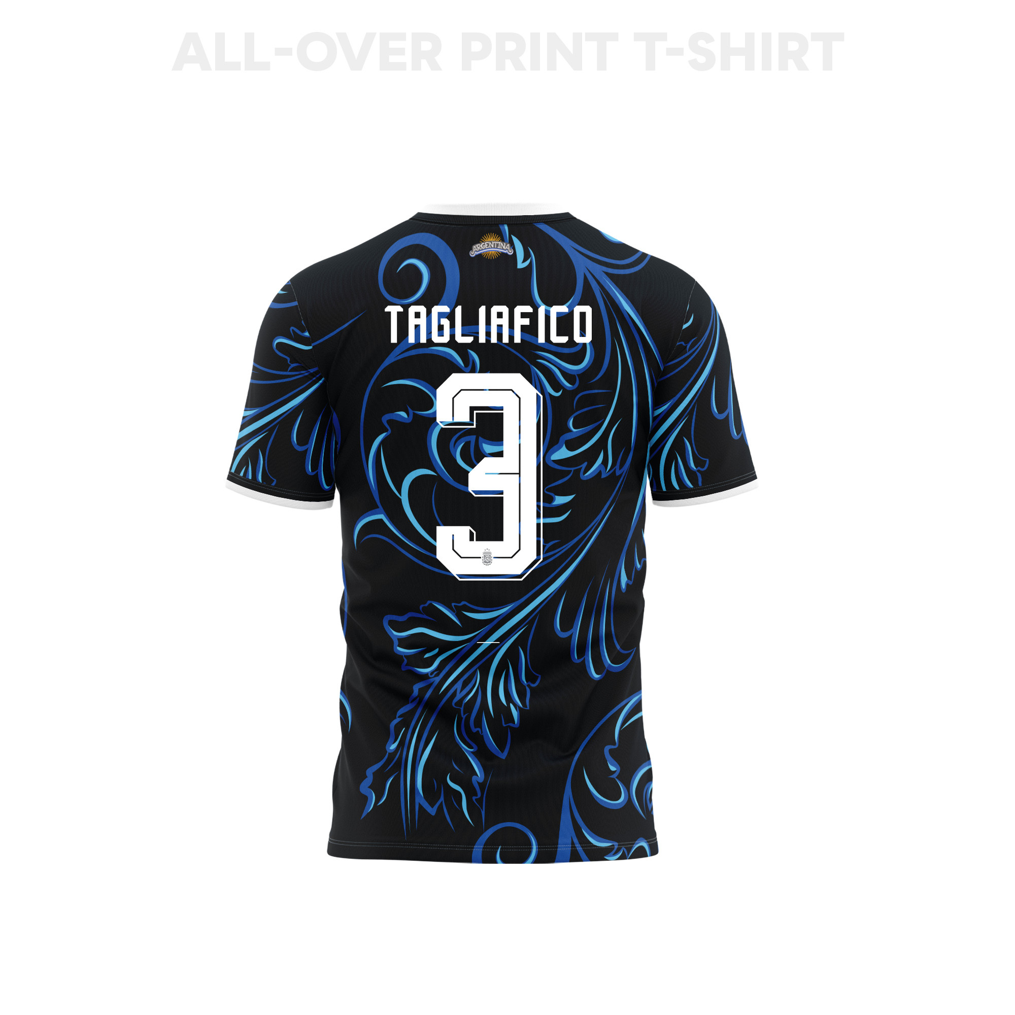 Nicolás Tagliafico 3 Argentina 2026 Away 3D T-Shirt Fully Printed – Unisex, Black - Jersey Teams