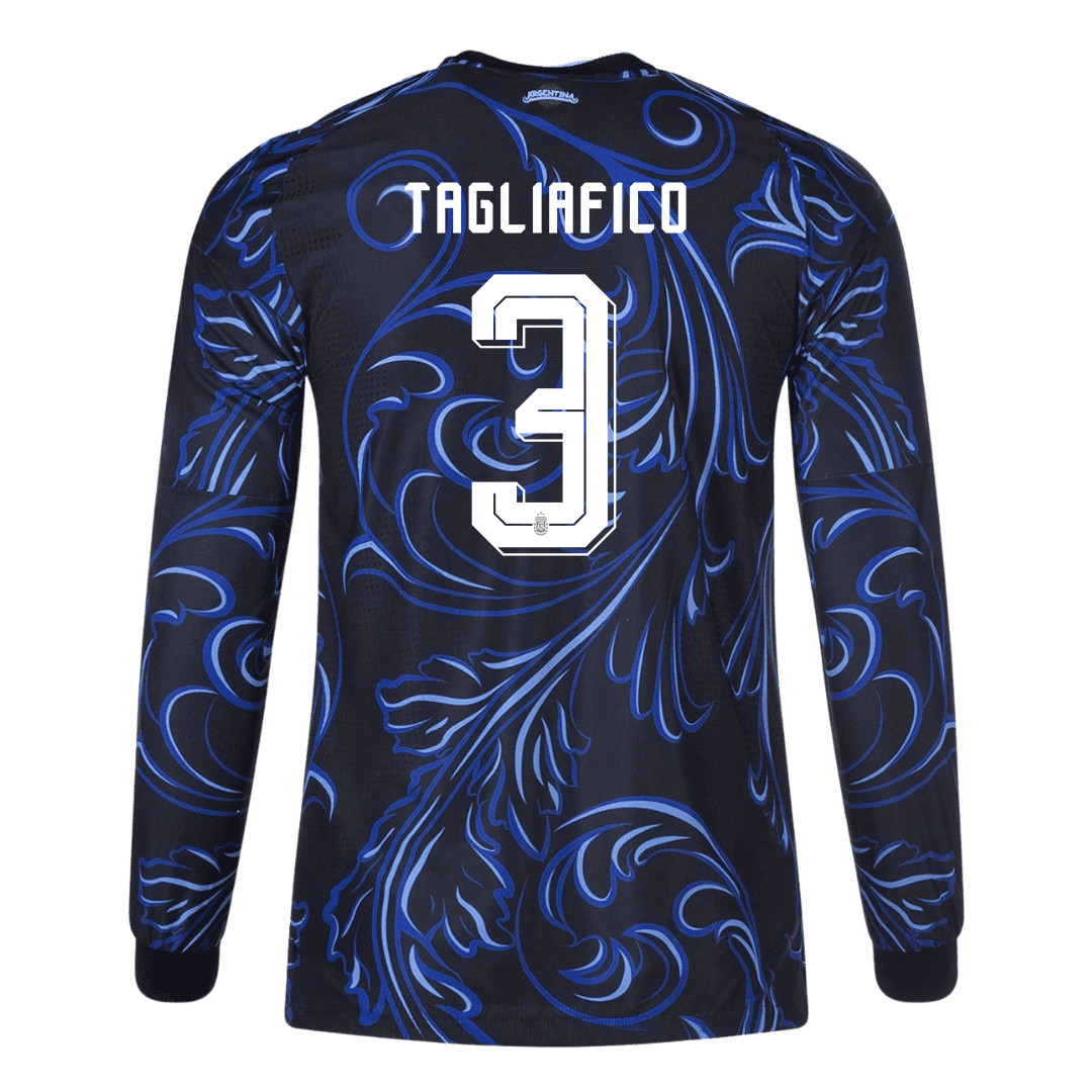 Nicolás Tagliafico 3 Argentina 2026 Away Long Sleeve Jersey - Black - Jersey Teams