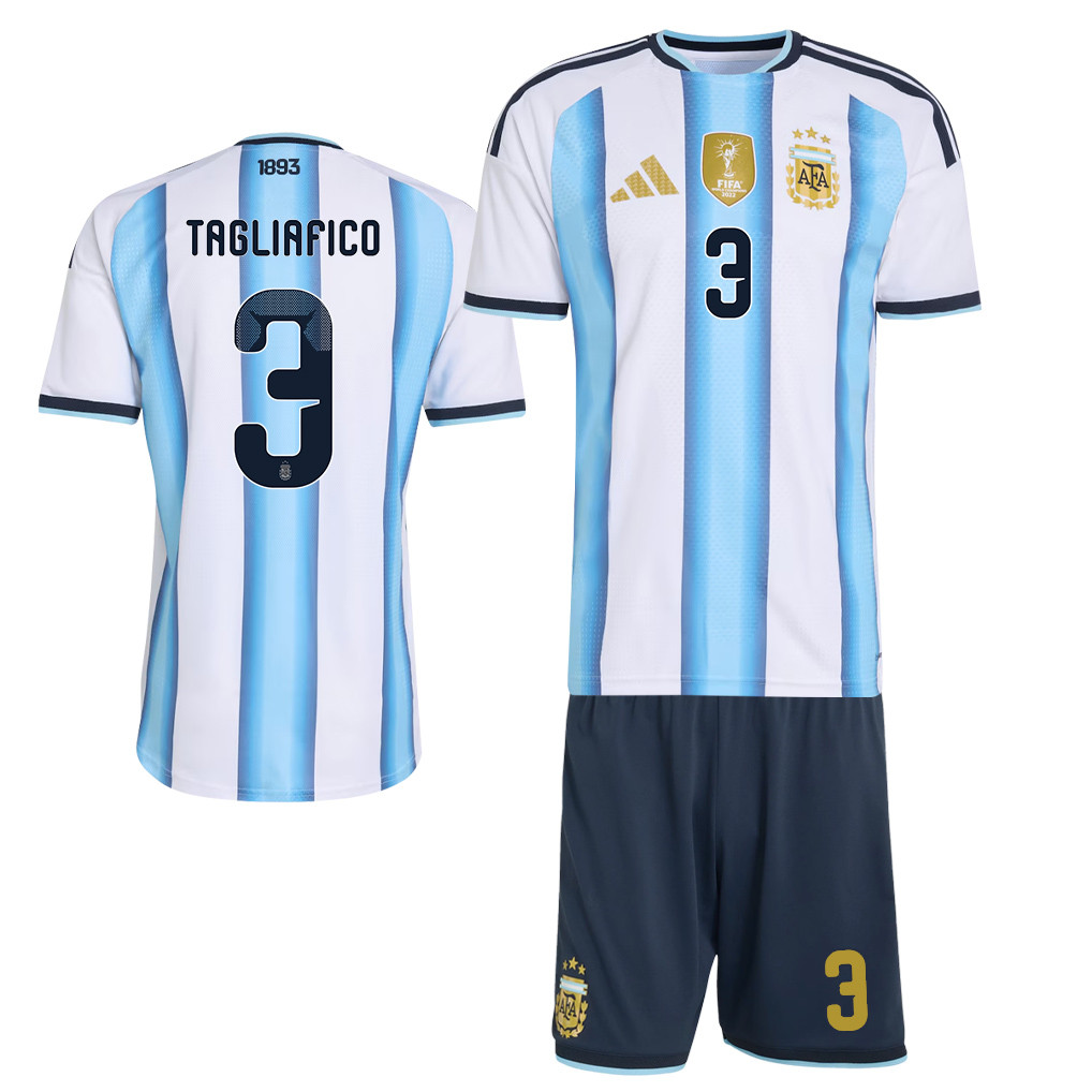 Nicolás Tagliafico 3 Argentina 2026 Home Men Jersey & Shorts Set – White - Jersey Teams