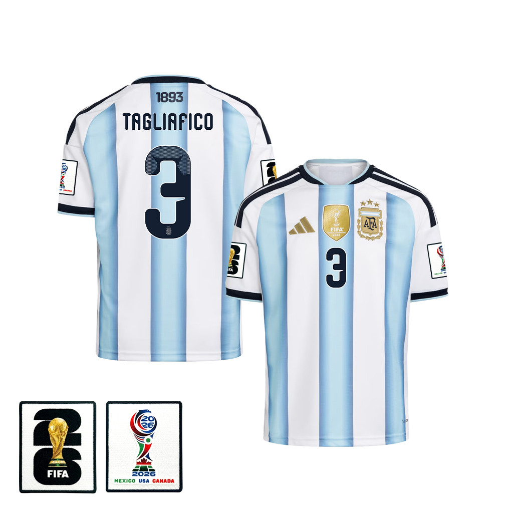 Nicolás Tagliafico 3 Youth Argentina National Team 2026 Home Jersey – White – Jersey Teams