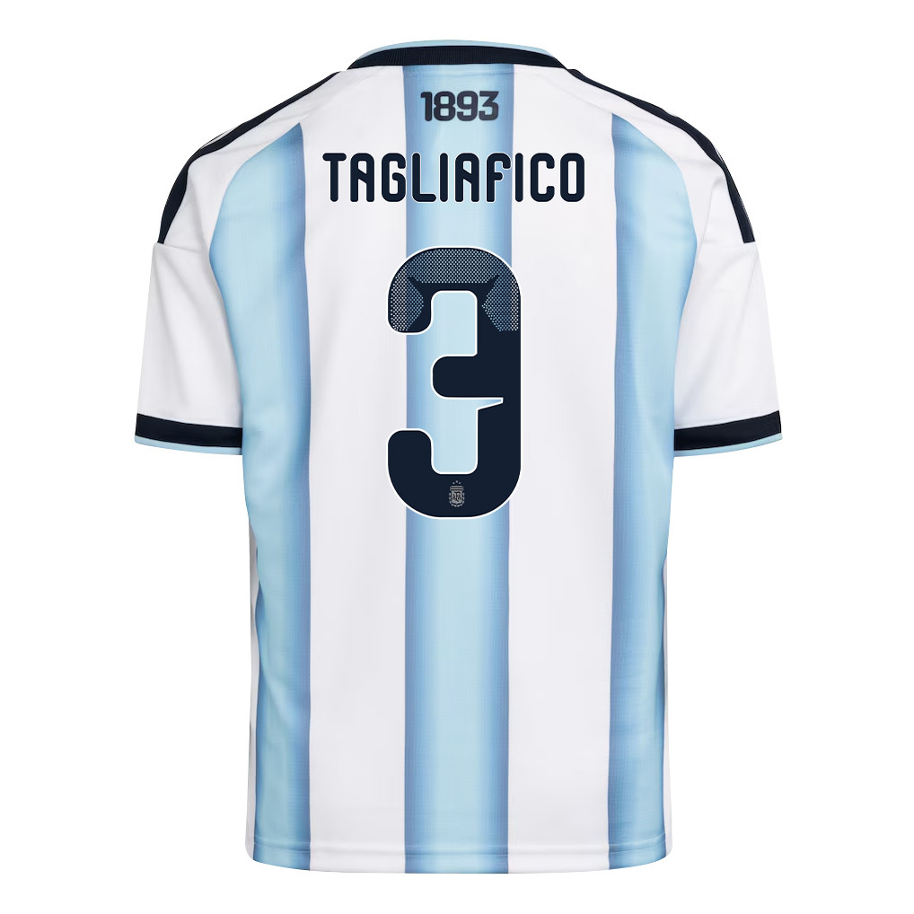 Nicolás Tagliafico 3 Youth Argentina National Team 2026 Home Jersey - White - Jersey Teams