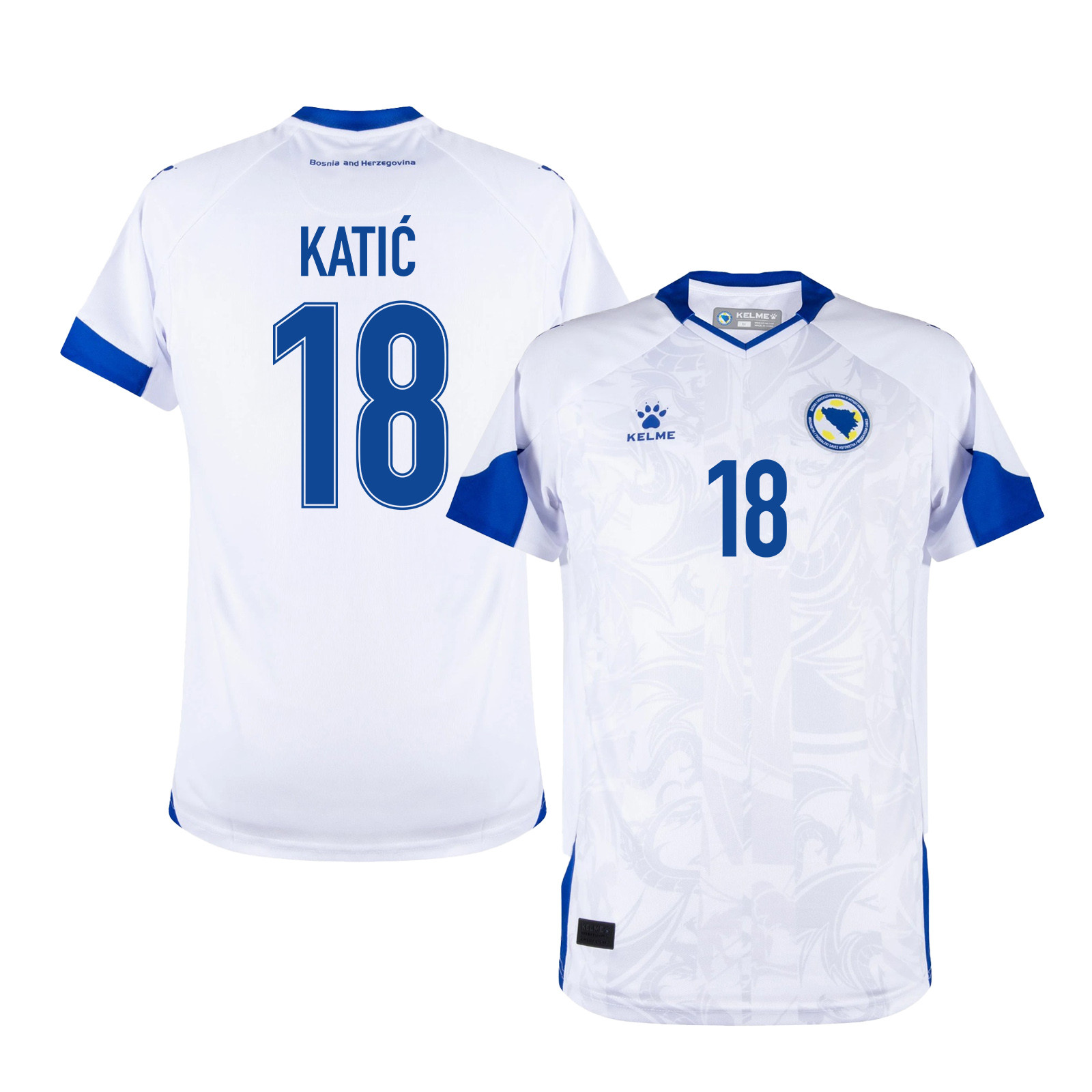 Nikola Katić 18 Bosnia and Herzegovina 2026 Away Jersey - White, Men - Jersey Teams