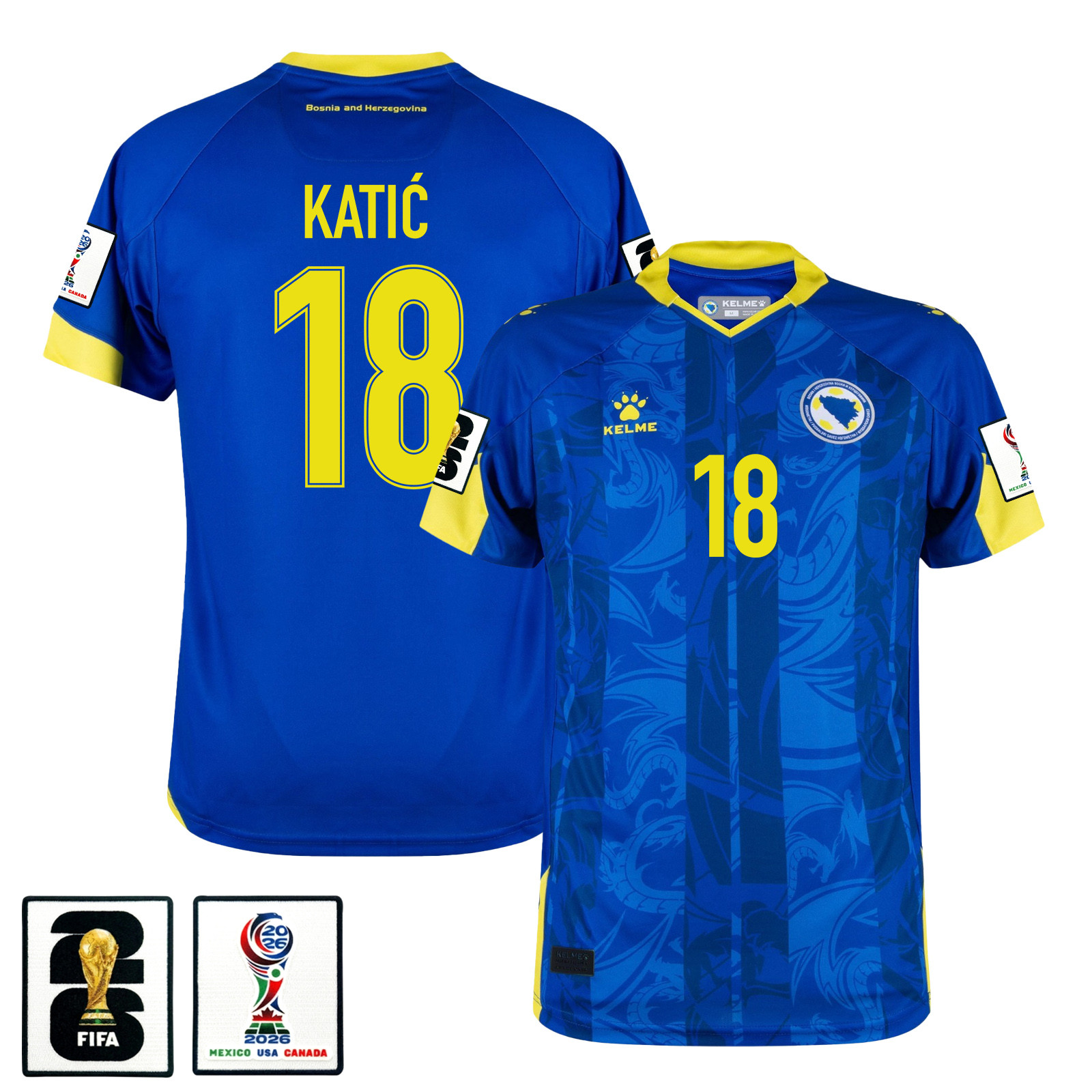 Nikola Katić 18 Bosnia and Herzegovina 2026 Home Jersey – Blue, Men – Jersey Teams