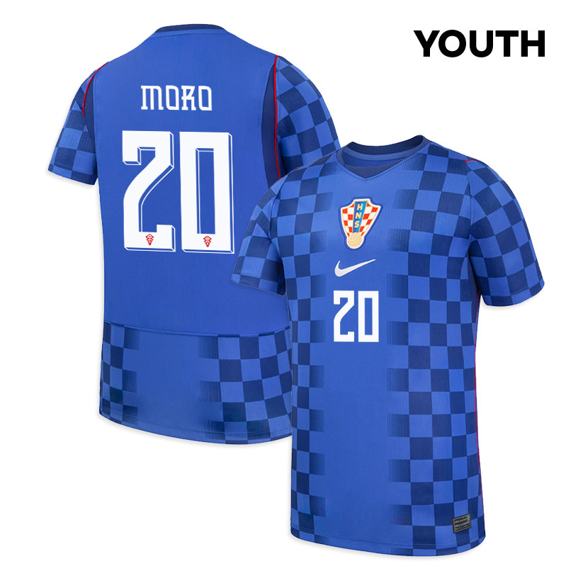 Nikola Moro 20 Youth Croatia National Team 2026 Away Jersey - Blue - Jersey Teams
