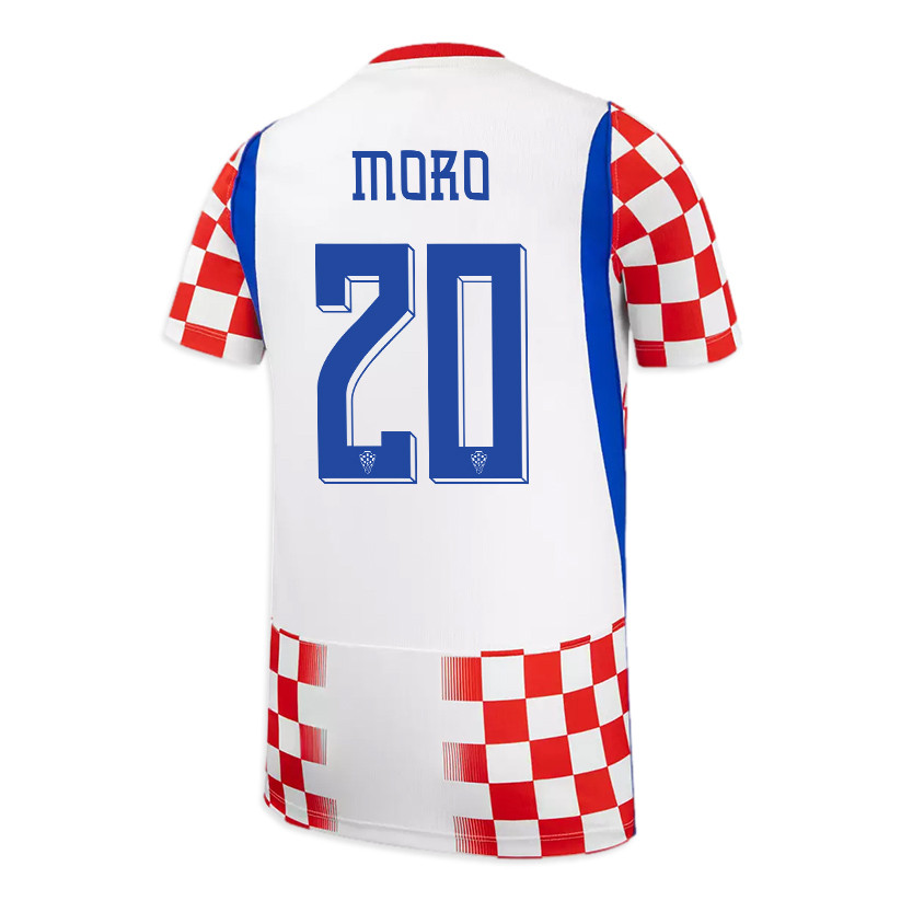 Nikola Moro 20 Youth Croatia National Team 2026 Home Jersey - White/ Red - Jersey Teams