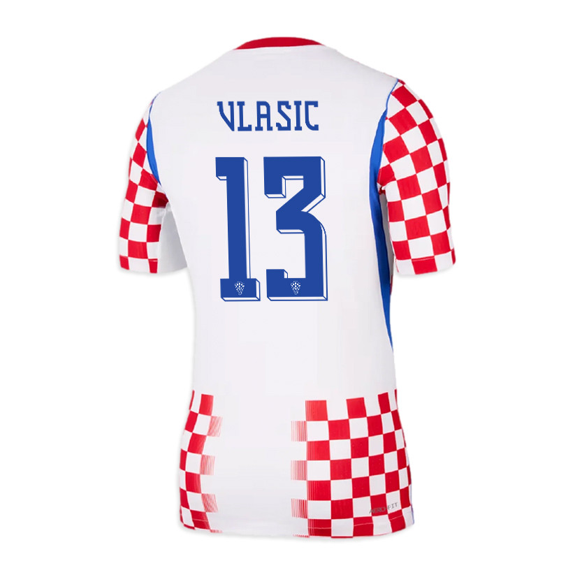 Nikola Vlasic 13 Croatia National Team 2026 x World Cup Patch Home Jersey - Men, White/ Red - Jersey Teams