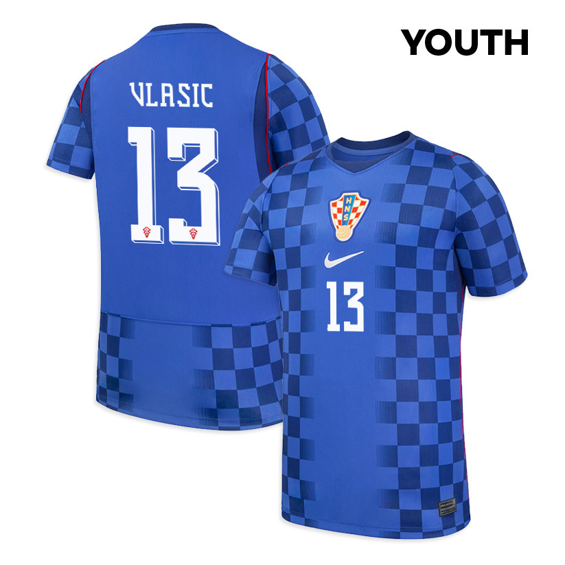 Nikola Vlasic 13 Youth Croatia National Team 2026 Away Jersey - Blue - Jersey Teams