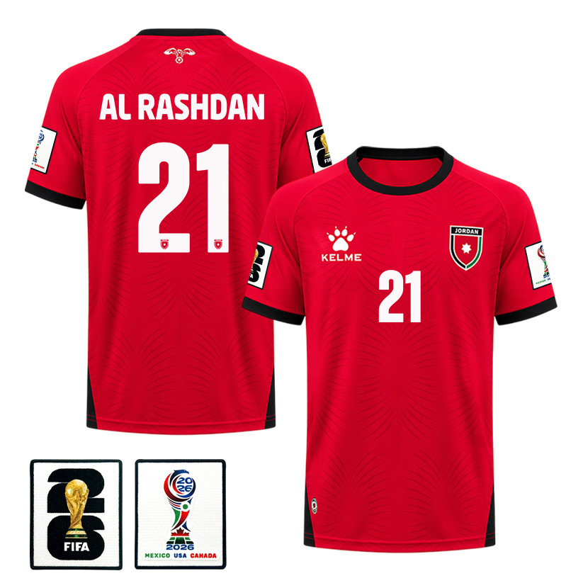 Nizar Al Rashdan 21 Jordan 2026 Away Jersey – Red, Men – Jersey Teams