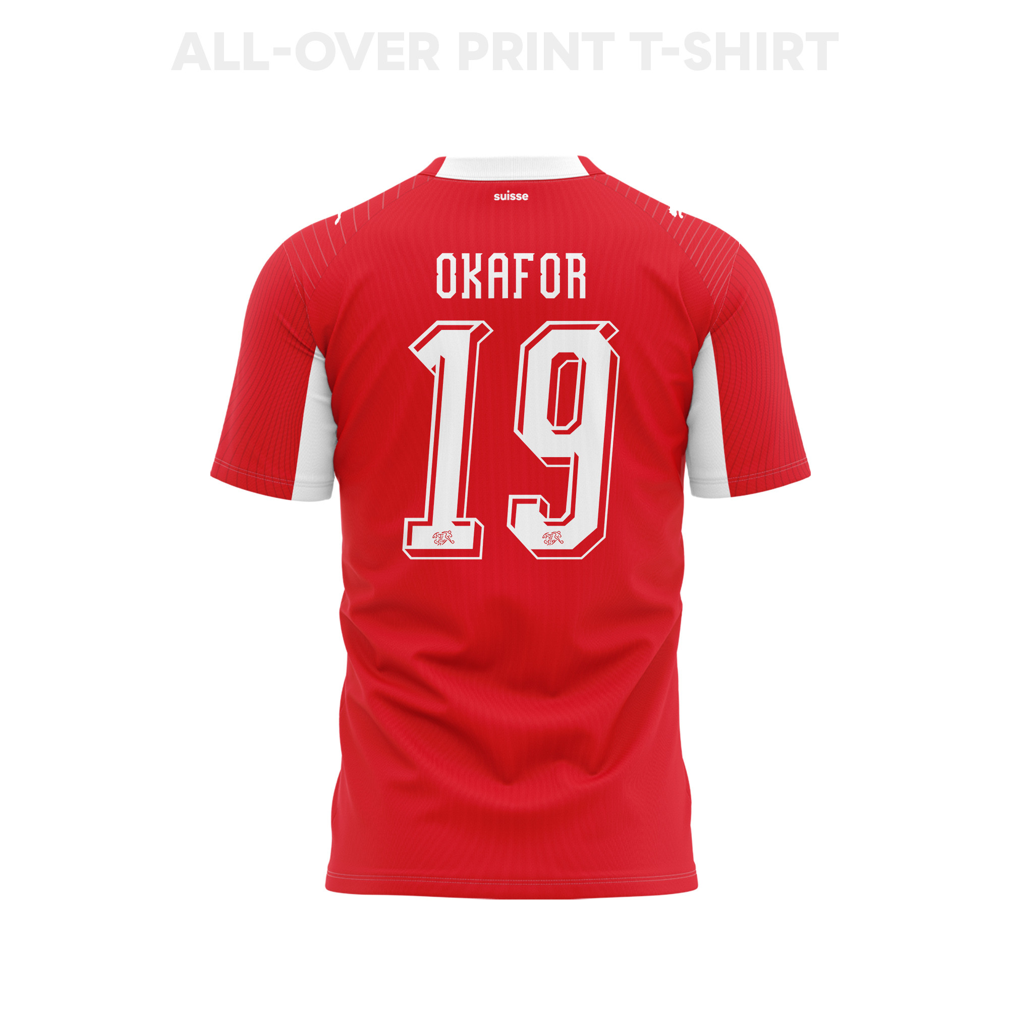 Noah Okafor 19 Youth Switzerland 2026 Home 3D T-shirt Fully Printed – Red - Jersey Teams