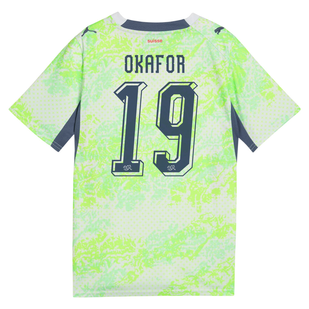 Noah Okafor 19 Youth Switzerland National Team 2026 Away Jersey - Green - Jersey Teams