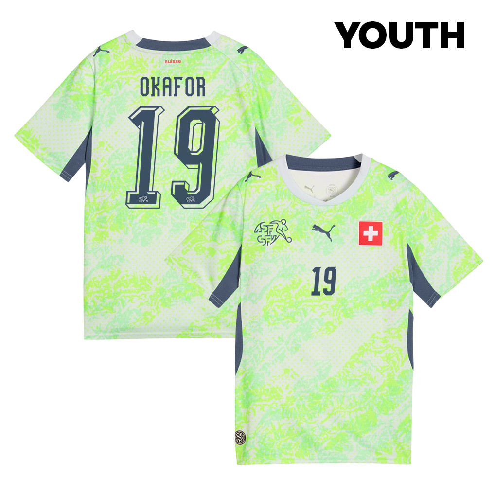 Noah Okafor 19 Youth Switzerland National Team 2026 Away Jersey - Green - Jersey Teams