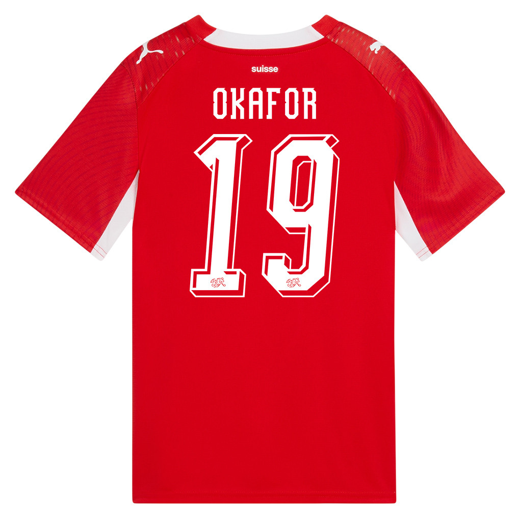 Noah Okafor 19 Youth Switzerland National Team 2026 Home Jersey - Red - Jersey Teams