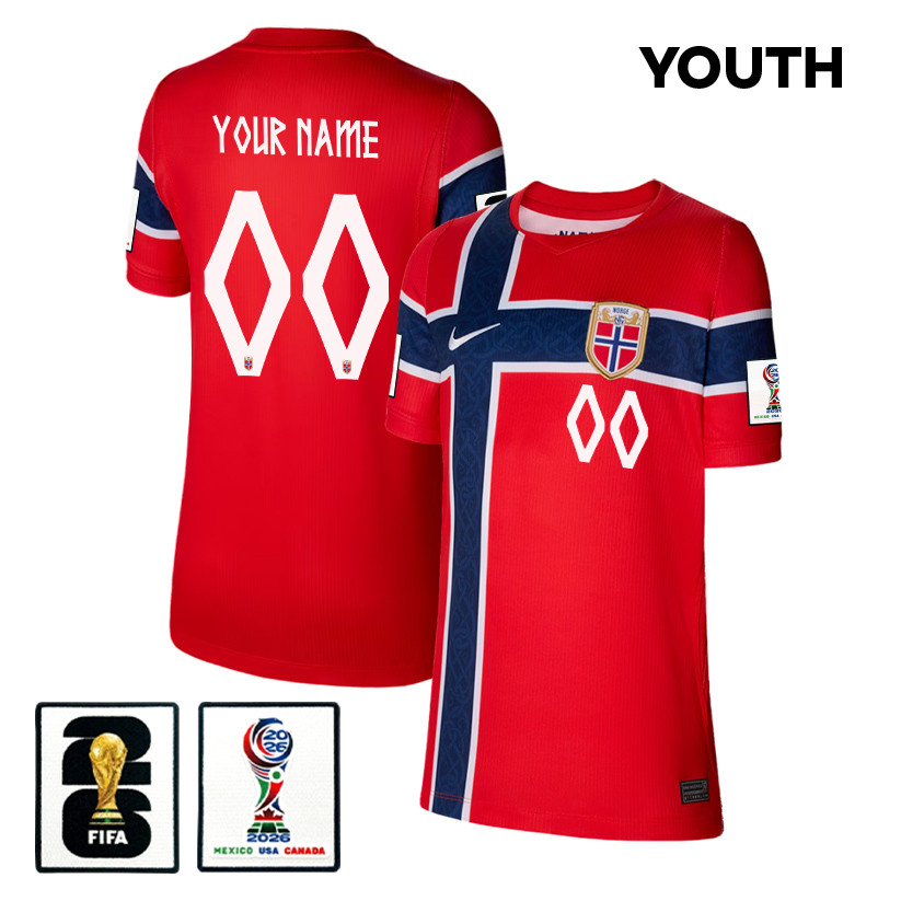 Norway National Team 2026 Youth Home Jersey - Personalized - Red - Jersey Teams