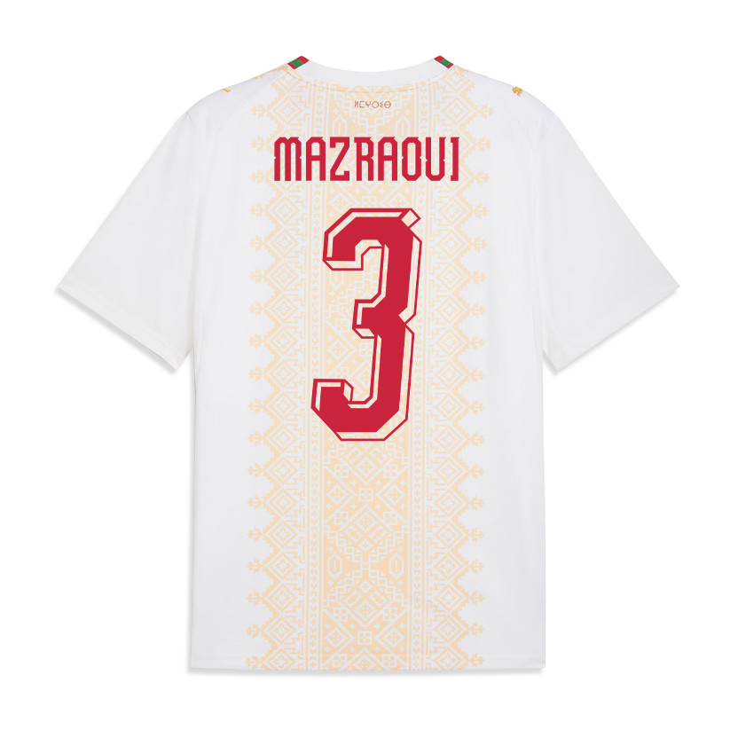 Noussair Mazraoui 3 Morocco National Team 2026 Away Jersey - White, Men - Jersey Teams