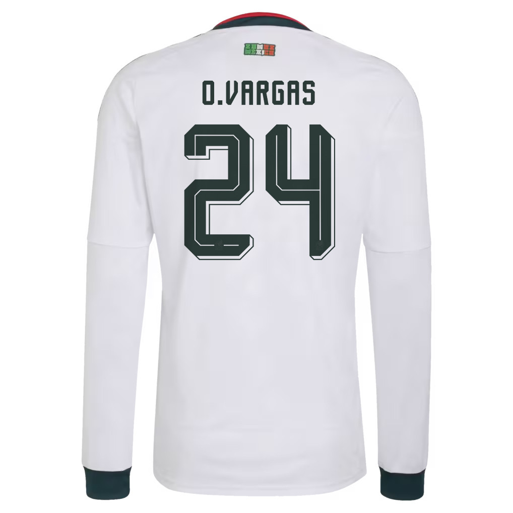 Obed Vargas 24 Mexico National Team 2026 Away Long Sleeve Jersey - White - Jersey Teams