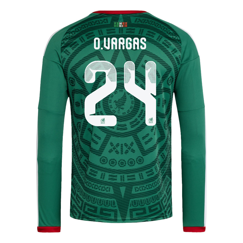 Obed Vargas 24 Mexico National Team 2026 Home Long Sleeve Jersey - Green - Jersey Teams