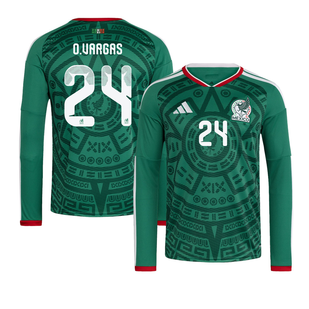 Obed Vargas 24 Mexico National Team 2026 Home Long Sleeve Jersey - Green - Jersey Teams