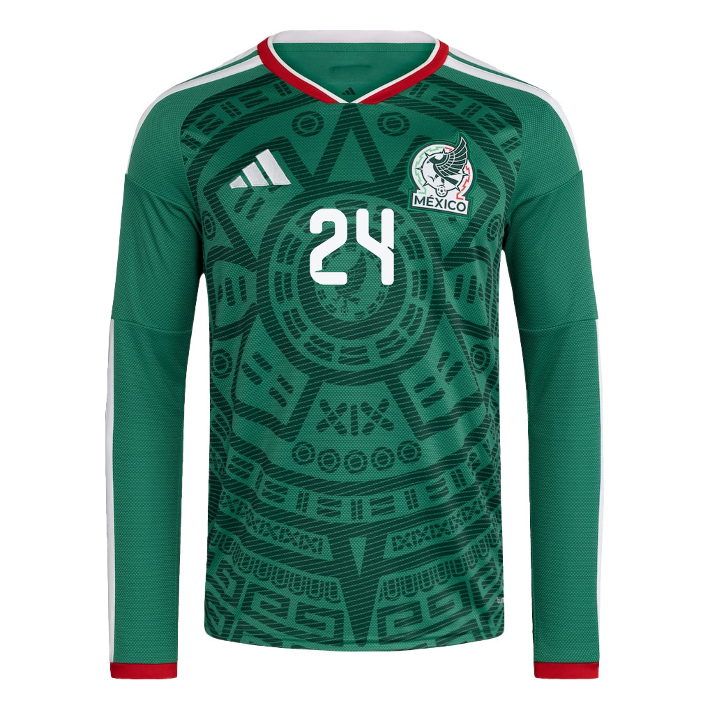 Obed Vargas 24 Mexico National Team 2026 Home Long Sleeve Jersey - Green - Jersey Teams