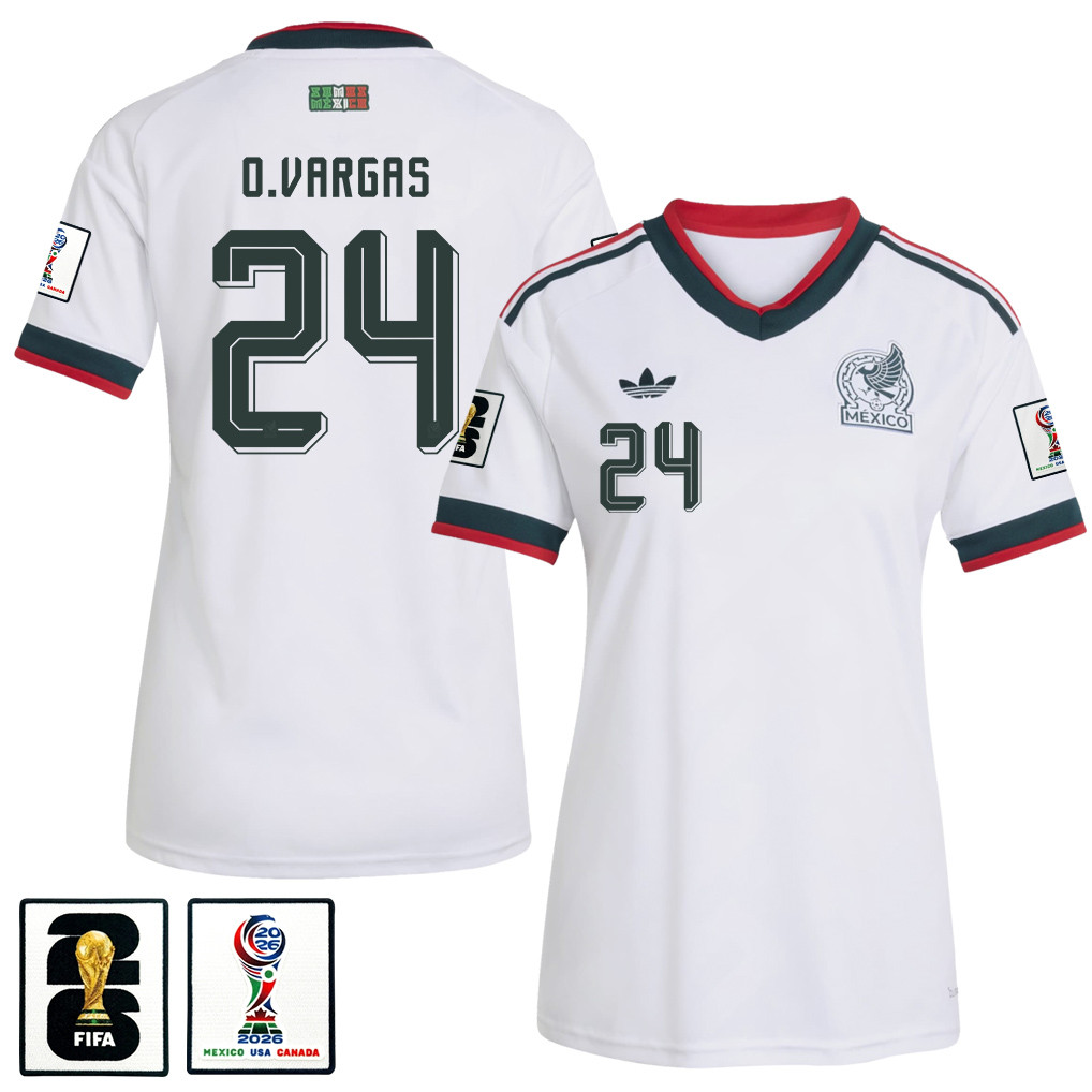 Obed Vargas 24 Women's Mexico National Team 2026 Away Jersey - White - Jersey Teams