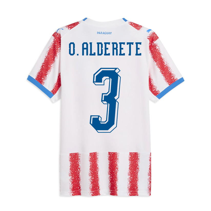 Omar Alderete 3 Paraguay National Team 2026 Home Jersey - White/Red, Men - Jersey Teams