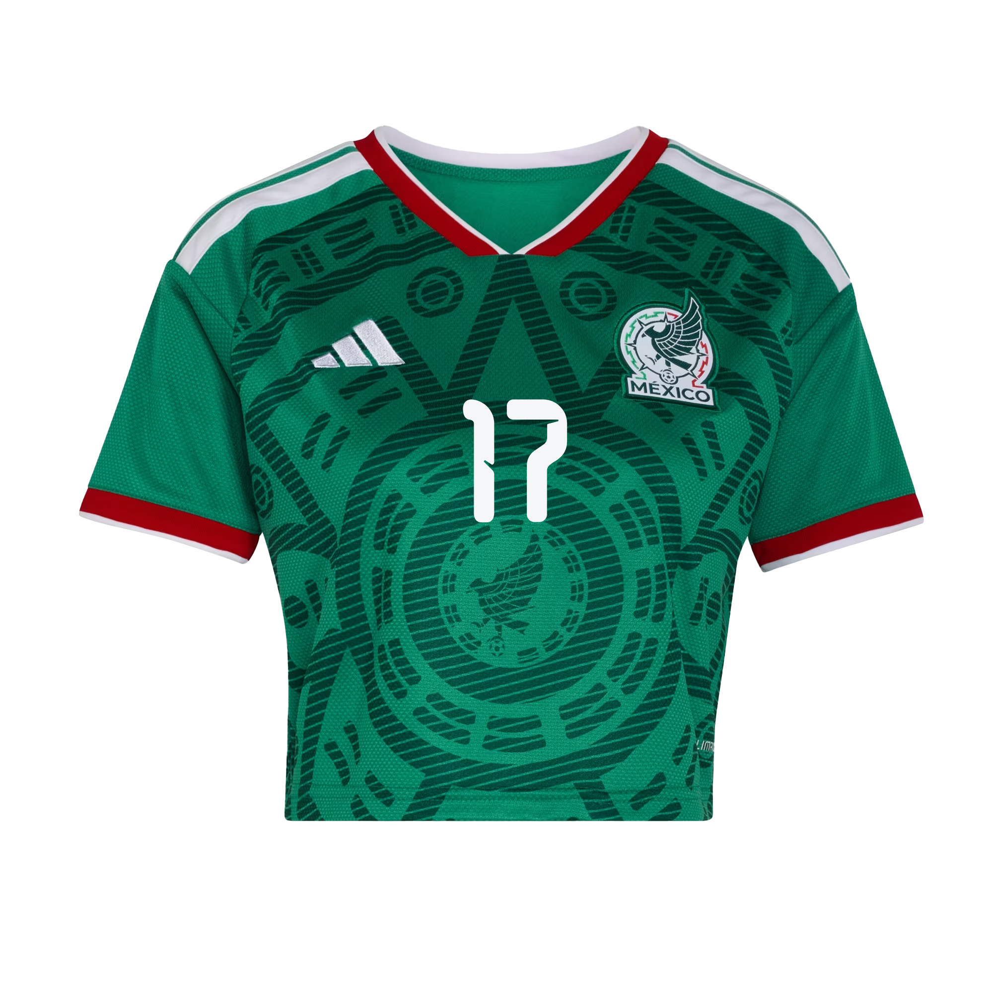 Orbelín Pineda 17 Mexico 2026 Home Women’s Cropped Jersey - Green - Jersey Teams