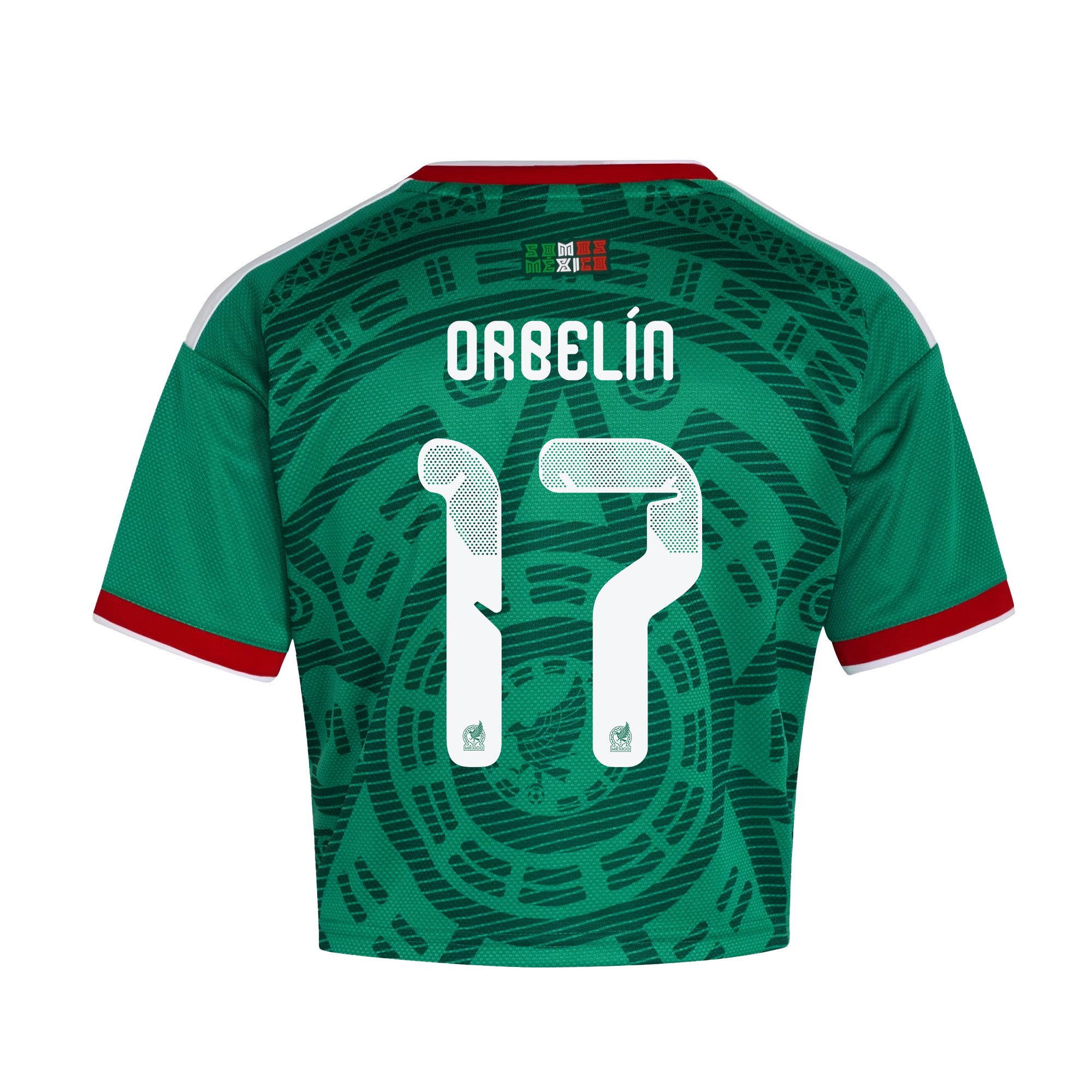 Orbelín Pineda 17 Mexico 2026 Home Women’s Cropped Jersey - Green - Jersey Teams
