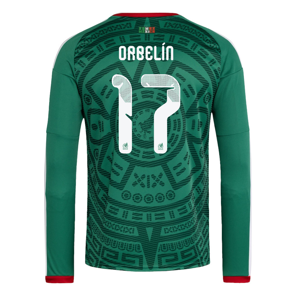 Orbelín Pineda 17 Mexico National Team 2026 Home Long Sleeve Jersey - Green - Jersey Teams