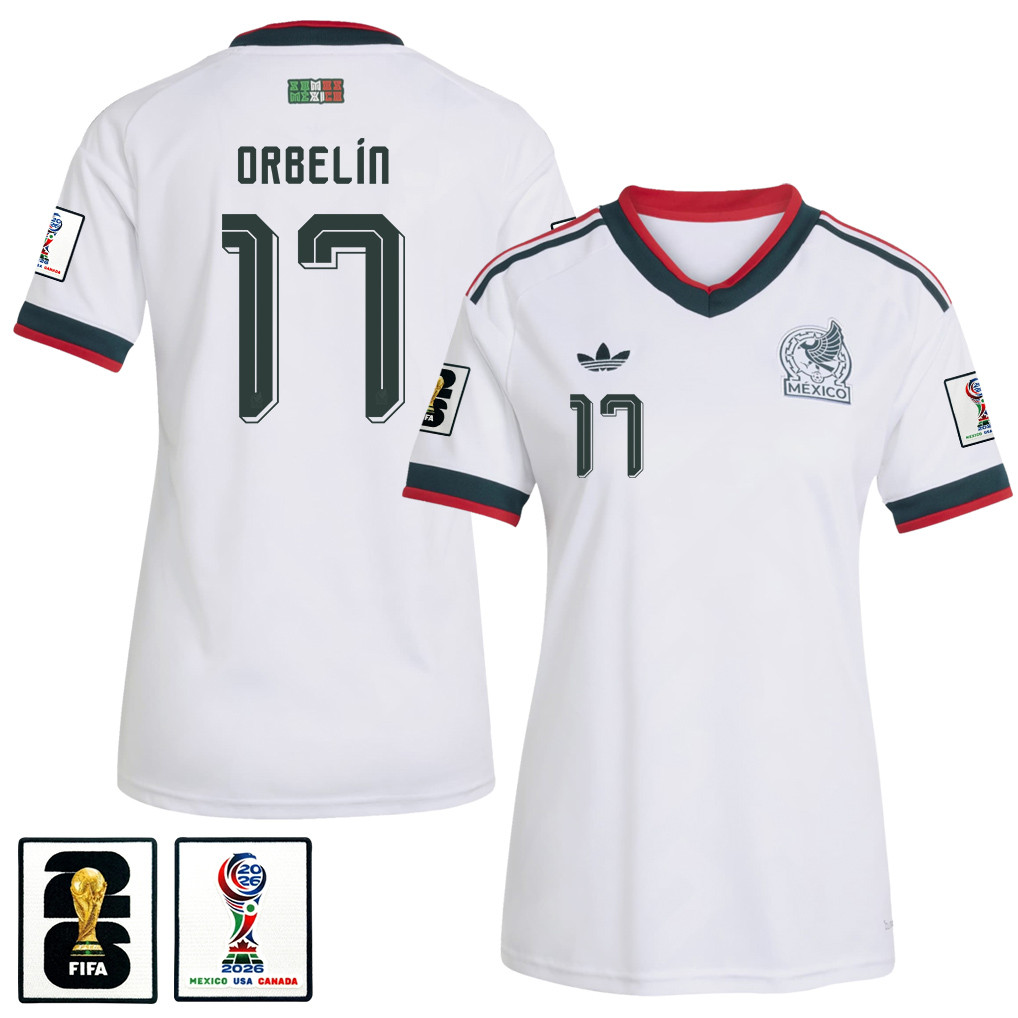 Orbelín Pineda 17 Women's Mexico National Team 2026 Away Jersey - White - Jersey Teams