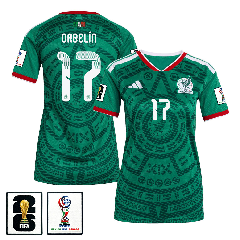 Orbelín Pineda 17 Women's Mexico National Team 2026 Home Jersey - Green - Jersey Teams