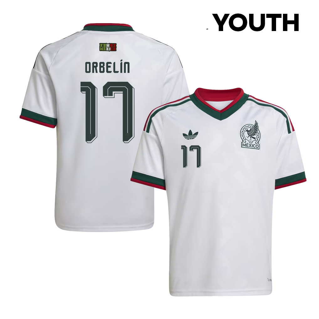Orbelín Pineda 17 Youth Mexico National Team 2026 Away Jersey - White - Jersey Teams