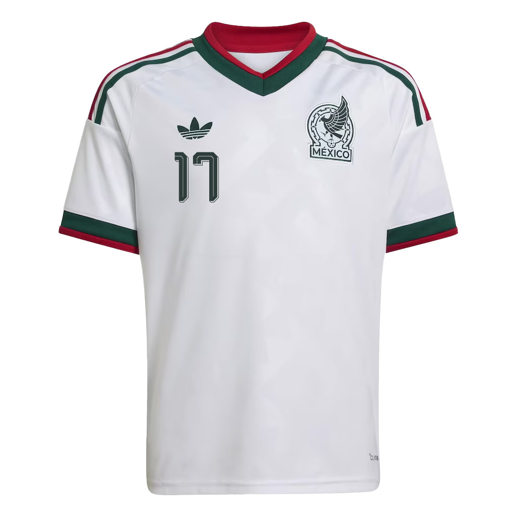 Orbelín Pineda 17 Youth Mexico National Team 2026 Away Jersey - White - Jersey Teams