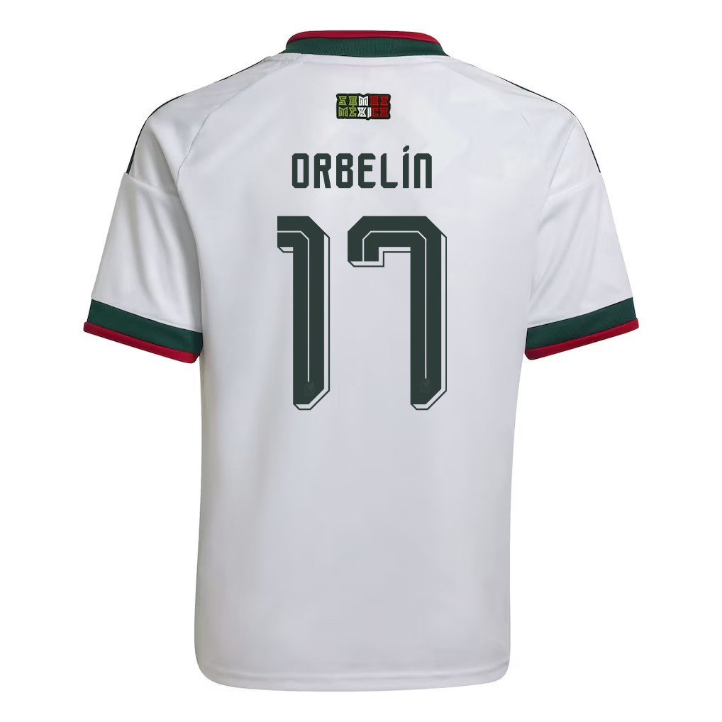 Orbelín Pineda 17 Youth Mexico National Team 2026 Away Jersey - White - Jersey Teams