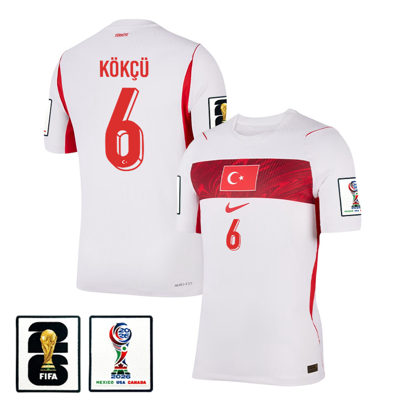 Orkun Kokcu 6 Turkey National Team 2026 Away Jersey - White, Men - Jersey Teams