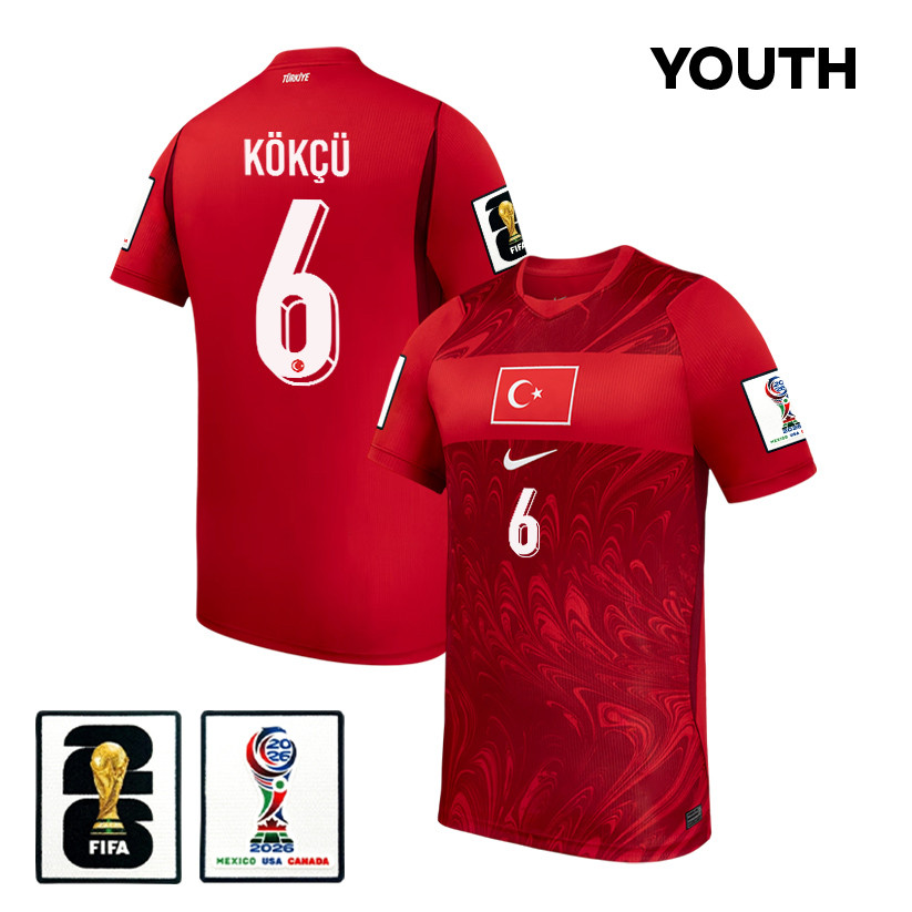Orkun Kokcu 6 Youth Turkey National Team 2026 Home Jersey - Red - Jersey Teams