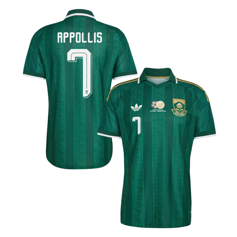 Oswin Appollis 7 South Africa National Team 2026 Away Jersey - Green, Men - Jersey Teams