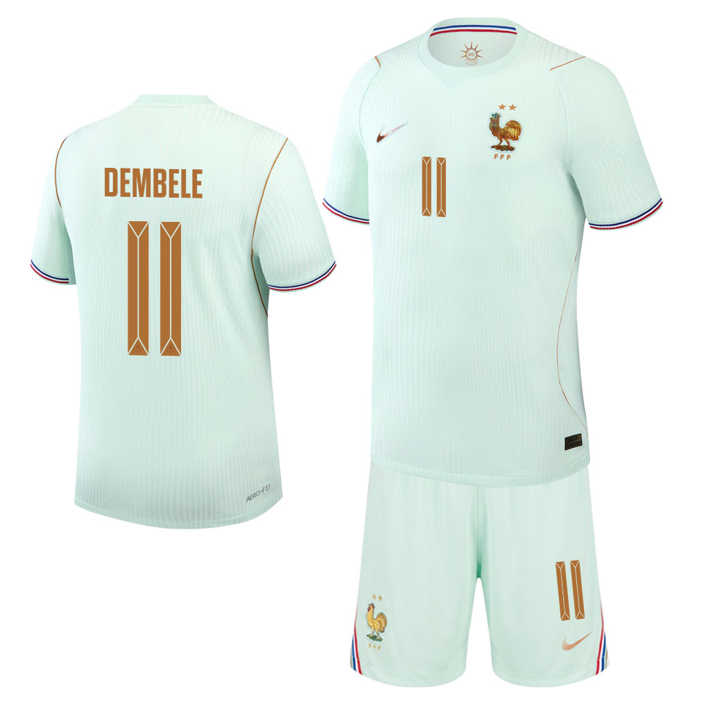 Ousmane Dembélé 11 France 2026 Away Men Jersey & Shorts Set – Green - Jersey Teams