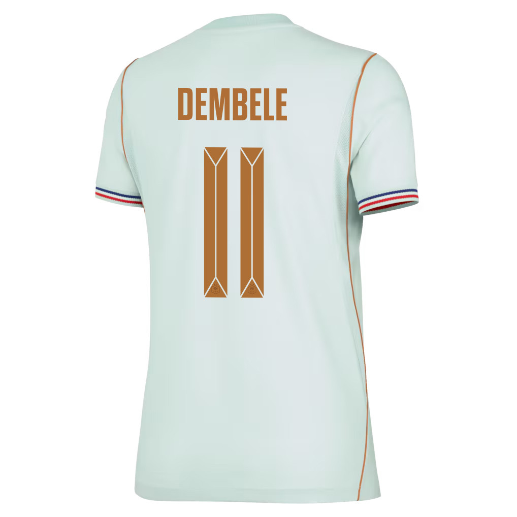 Ousmane Dembélé 11 France National Team 2026 Women's Away Jersey - Green - Jersey Teams