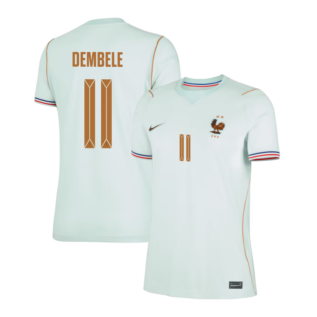 Ousmane Dembélé 11 France National Team 2026 Women's Away Jersey - Green - Jersey Teams